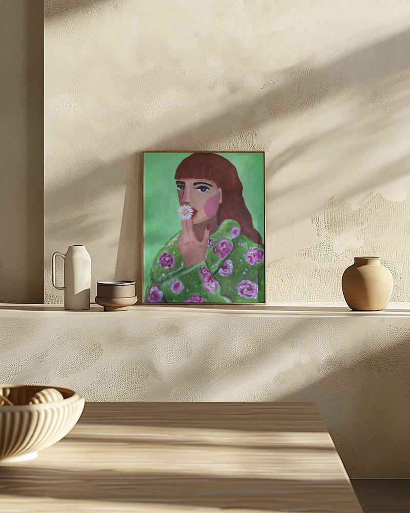 Woman Smoking a Flower Poster