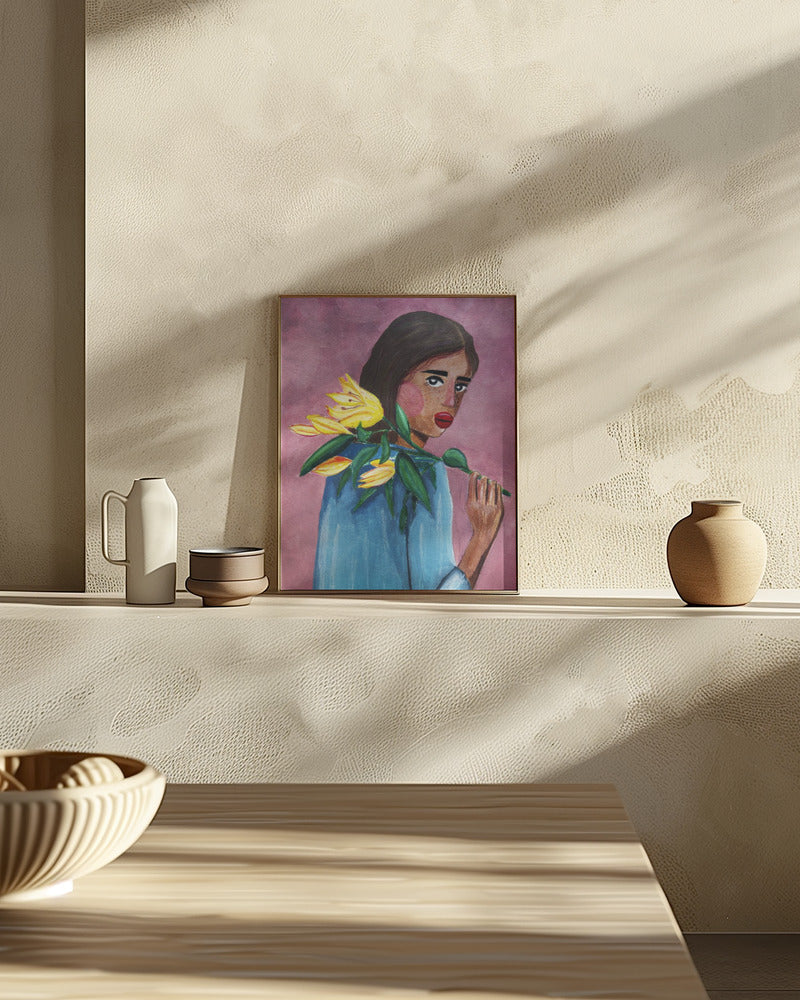 Woman With Lily Poster