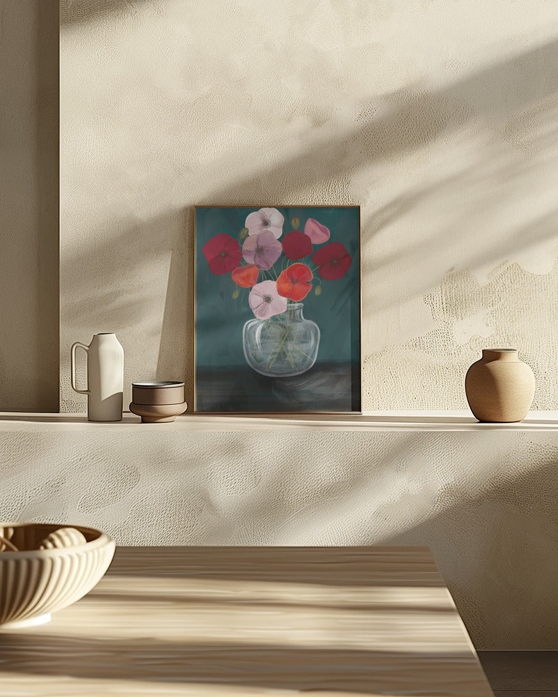 Vase with poppys Poster