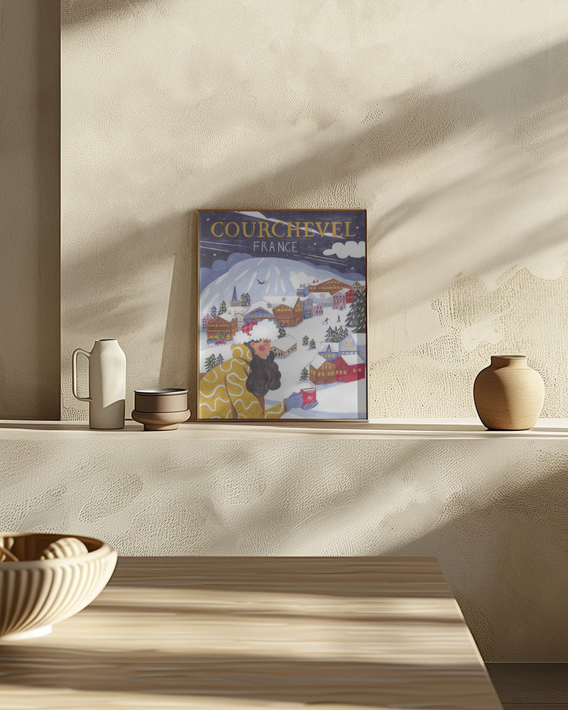 Travel Poster woman in France, Courchevel Poster