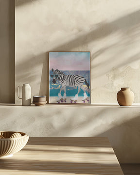 Zebra On Holiday Rollerksating Poster