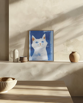 Cat In Blue Poster