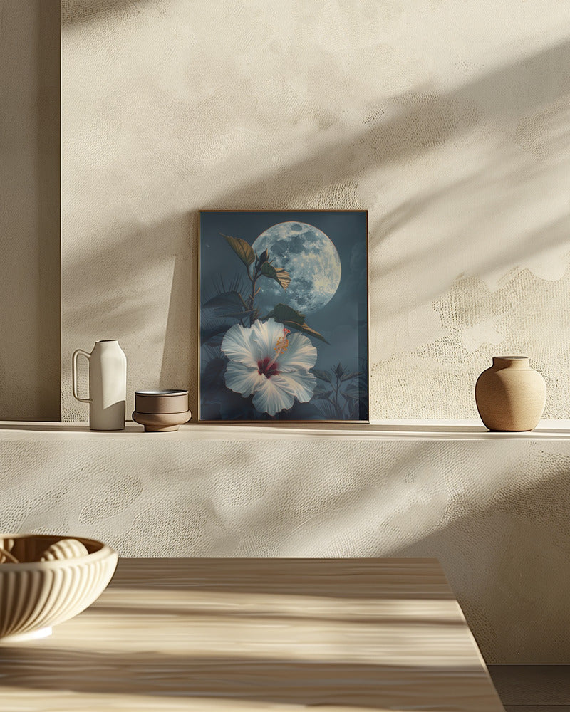 Hibiscus and the Moon Poster