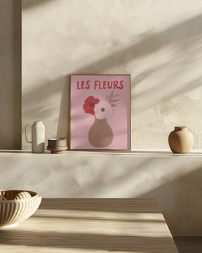 Les Fleurs Pink and Red Poster