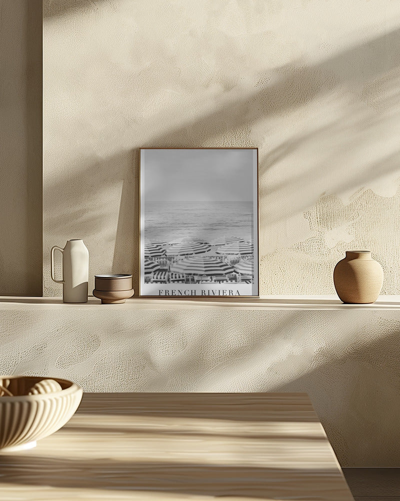 French Riviera Travel In Black and White Poster
