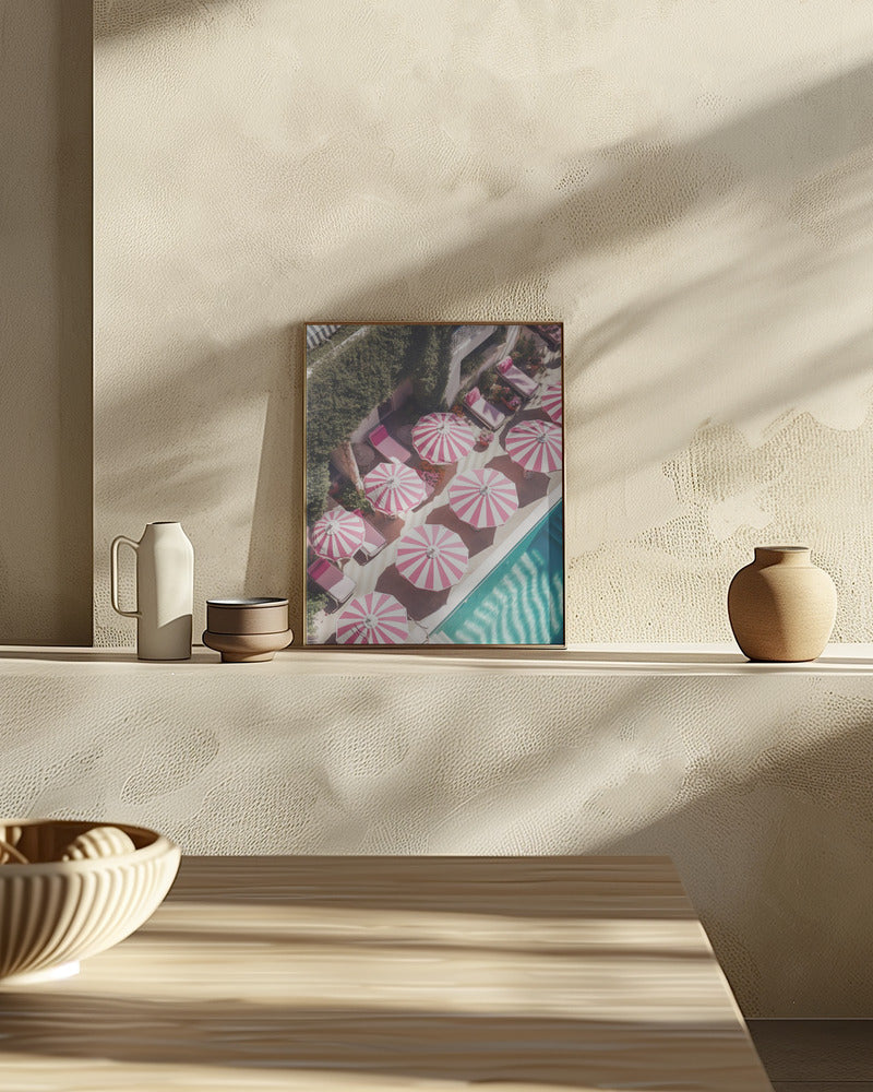 Glam Pool Pink Umbrella Poster