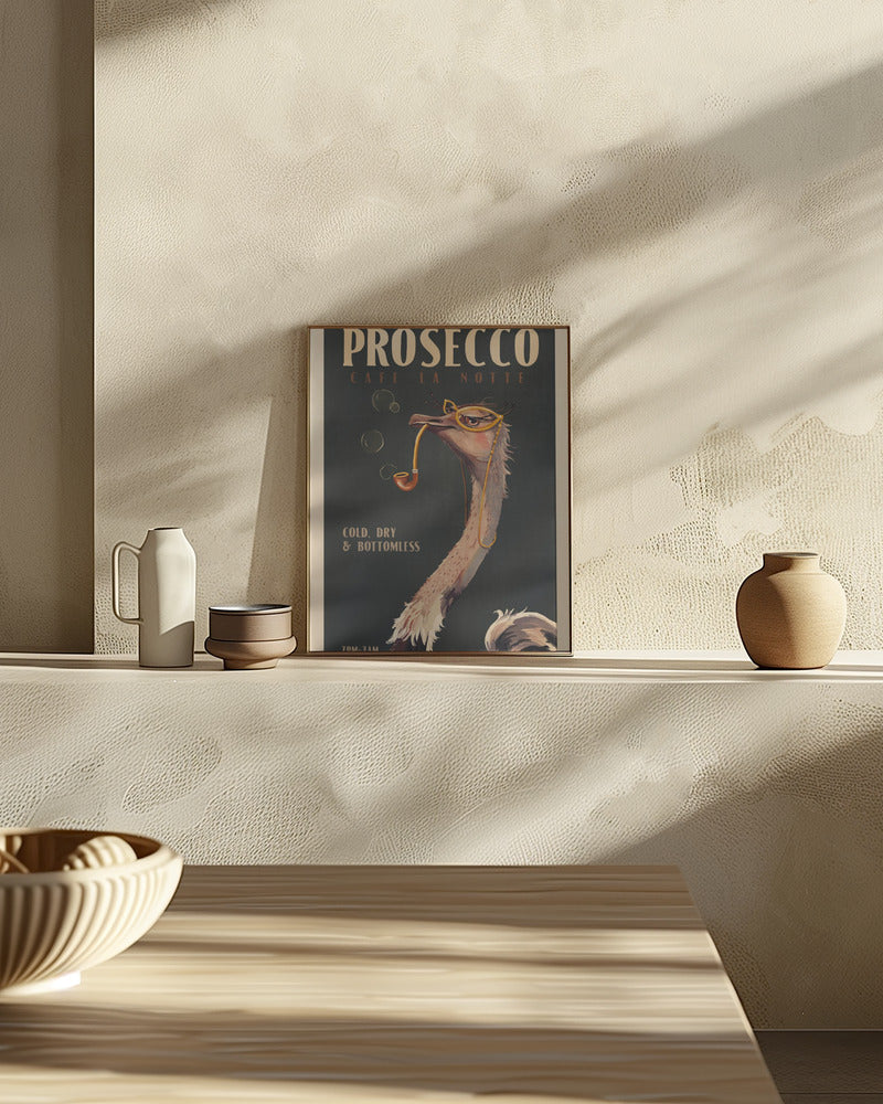 Art Deco Prosecco Wall Art Of An Ostrich Poster