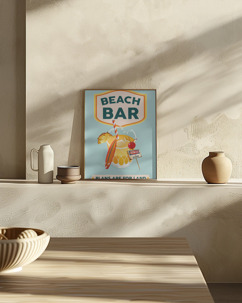 Beach Bar Summer Tropical Cocktail Bar Art Poster