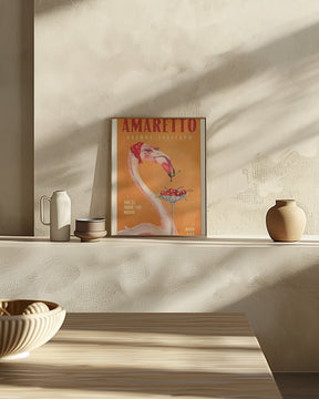 Amaretto Flamingo Art Deco Italian Cafe Travel Art Poster