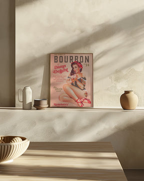 Bourbon Babes Vol 22 Vintage Pinup Girl Drinking A Cocktail Poster