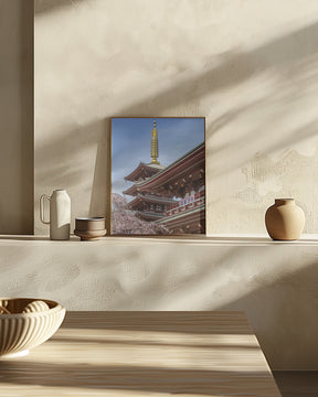 Charming Pagoda and Hozomon Gate of the Senso-ji temple in Tokyo Poster