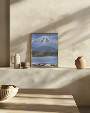 Picturesque Lake Shoji with striking Mount Fuji Poster