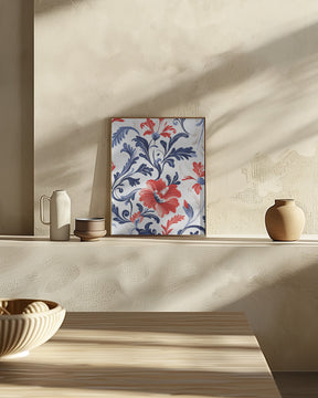 Floral In Blue and Red Poster