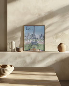 Eiffel Tower with Paris City in Background by Artist Carla Daly Poster