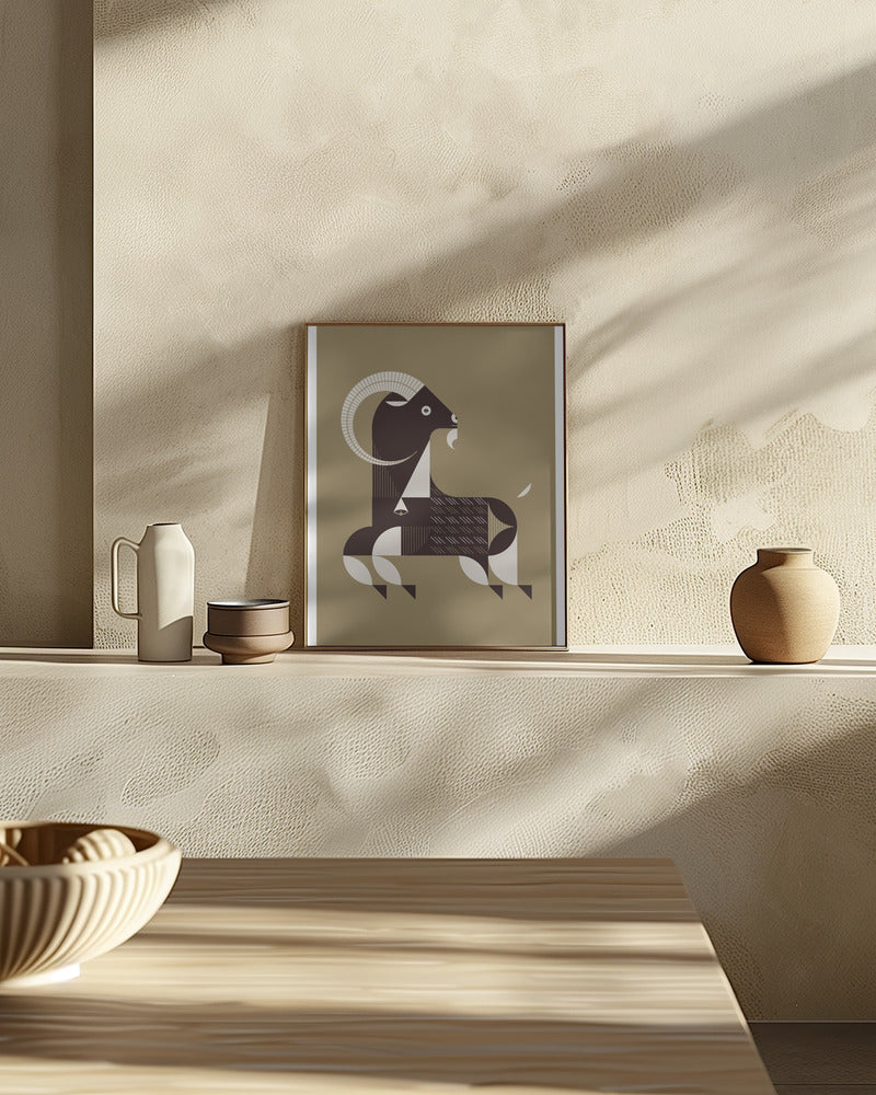 Golden Animals - Kri Kri Goat (Gold) Poster