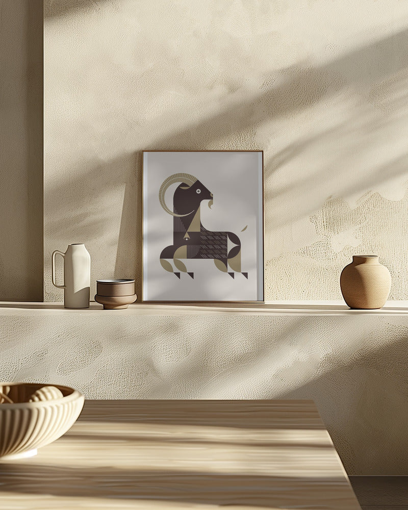 Golden Animals - Kri Kri Goat (White) Poster