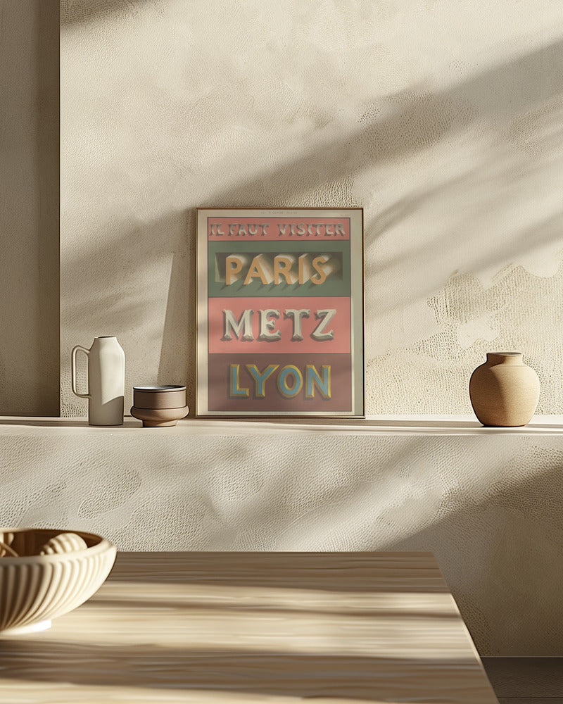 Paris Metz Lyon Poster