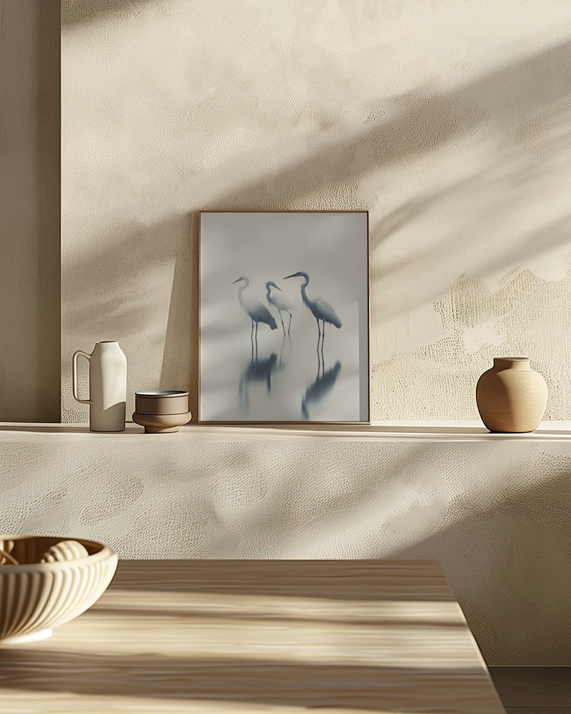 Birds In Lake Poster