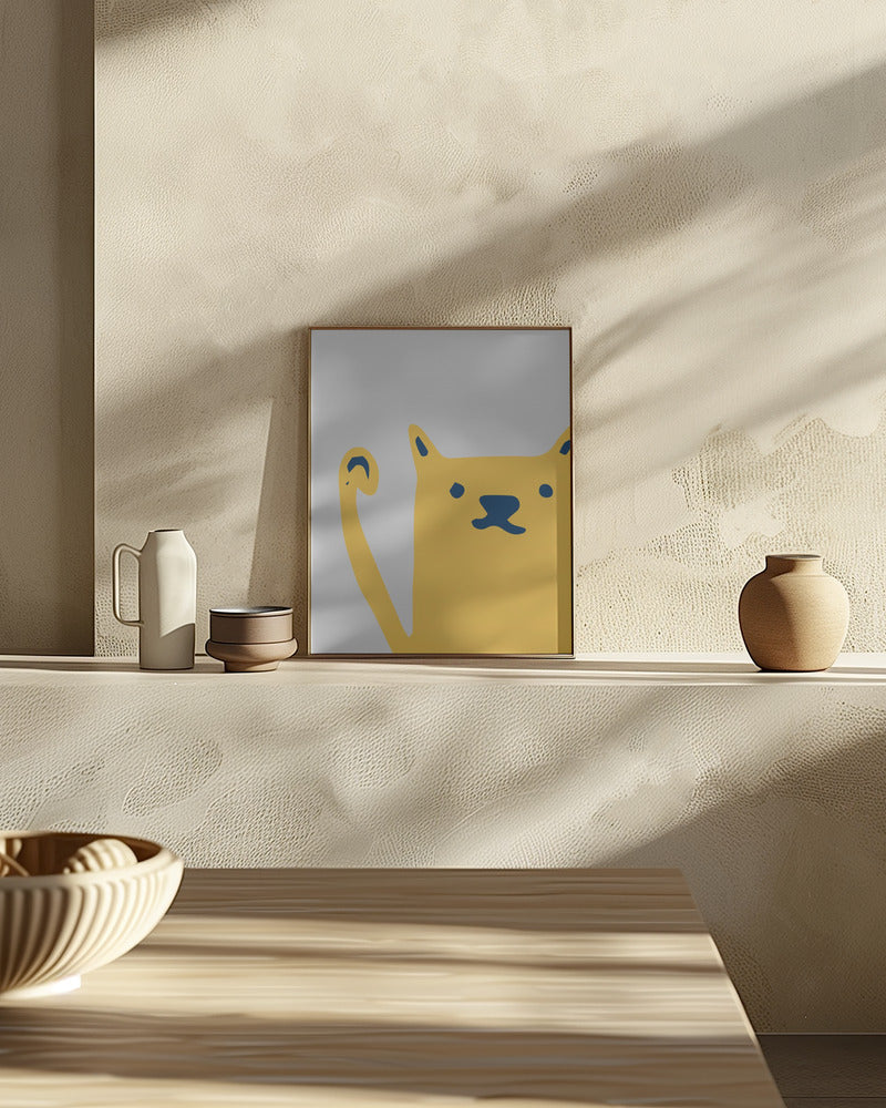 Cute Cat Yellow Poster