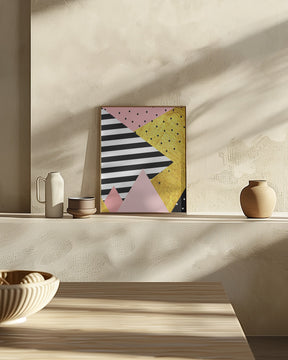 Gold Abstract Pink - Modern Geometric Poster