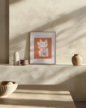 Maneki-neko Cat Orange Poster