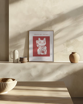 Maneki-Neko Cat Red Poster