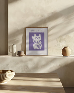 Maneki-neko Cat Purple Poster