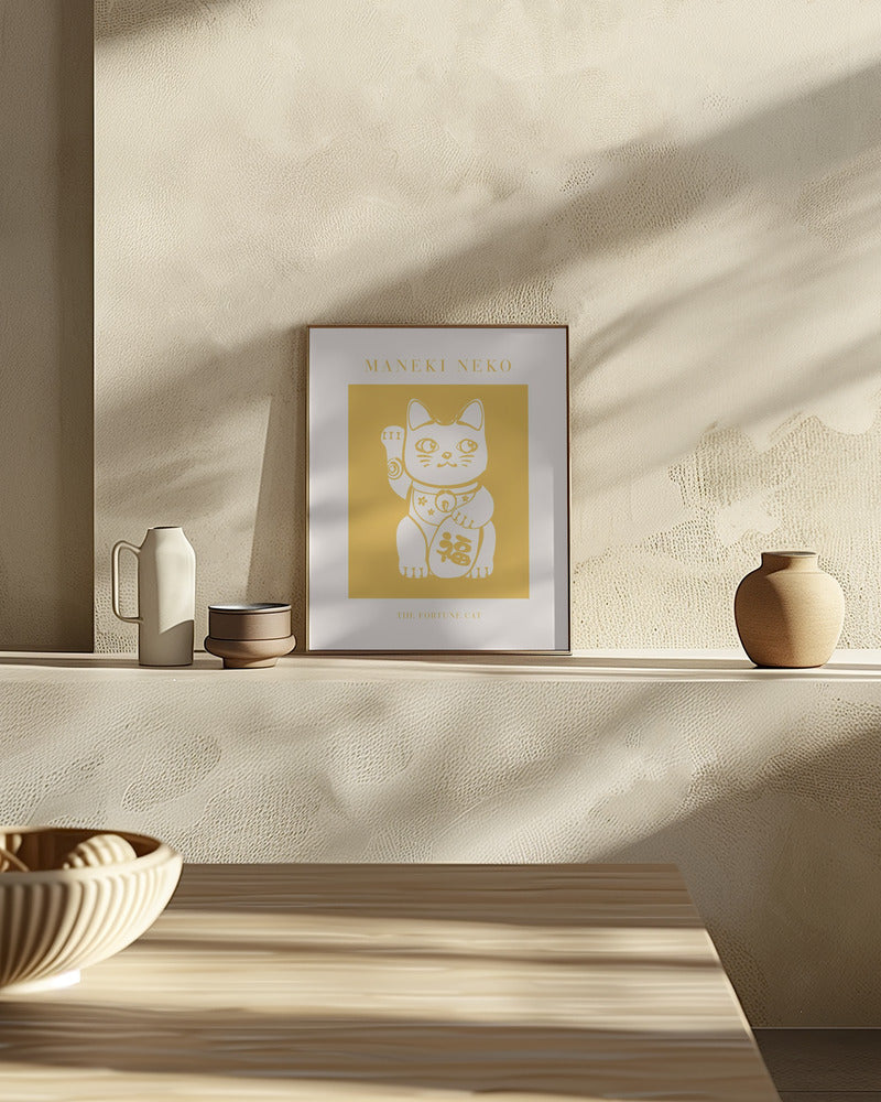 Maneki-Neko Yellow Cat Poster