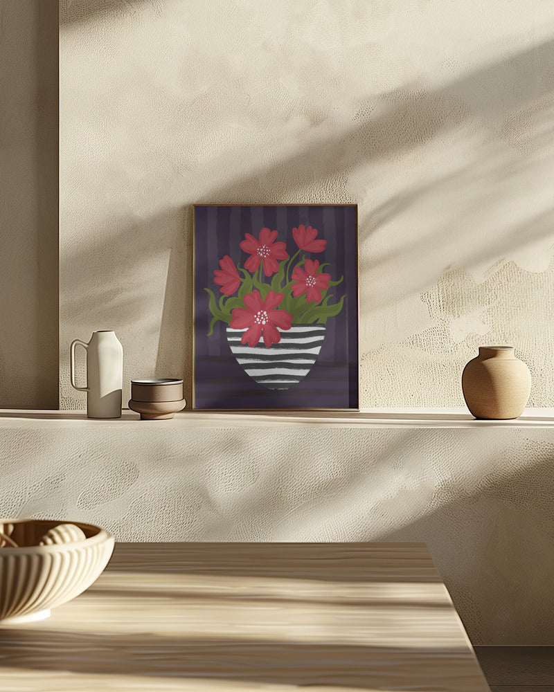 Striped Vase Poster