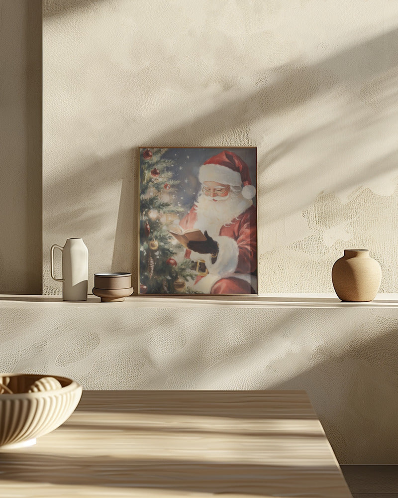 Santa Reading II Poster