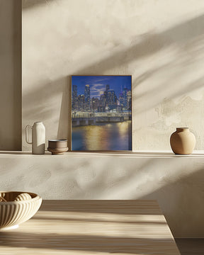 Harvest Moon over the Midtown Manhattan Skyline Poster