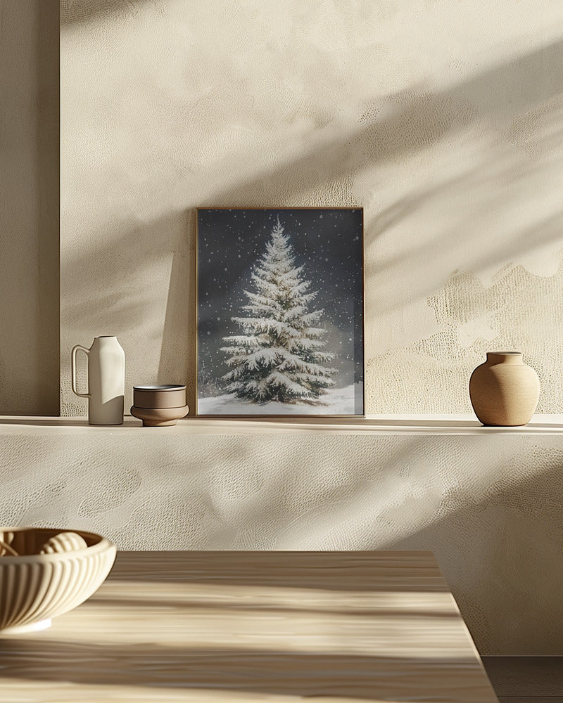 Snowfall Christmas Tree Poster