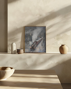 Snowfall Steam Train Poster