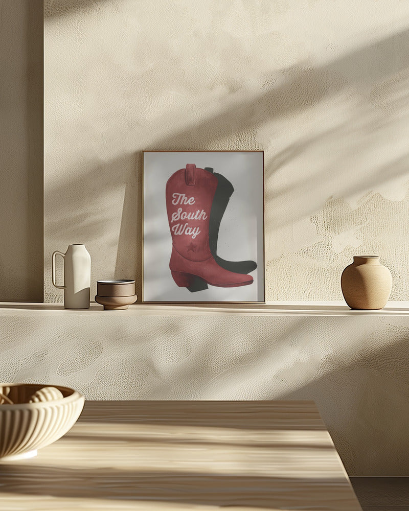 Cowgirl red boot print Poster