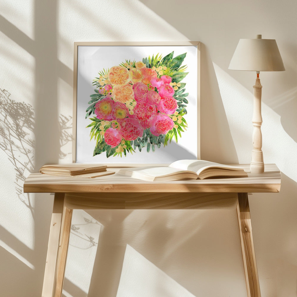 Rekha colorful watercolor bouquet Poster