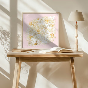 Forever Rekha floral bouquet in gold and pink Poster