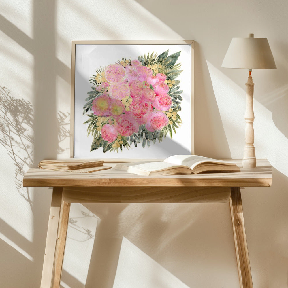 Rekha floral bouquet in light pink Poster