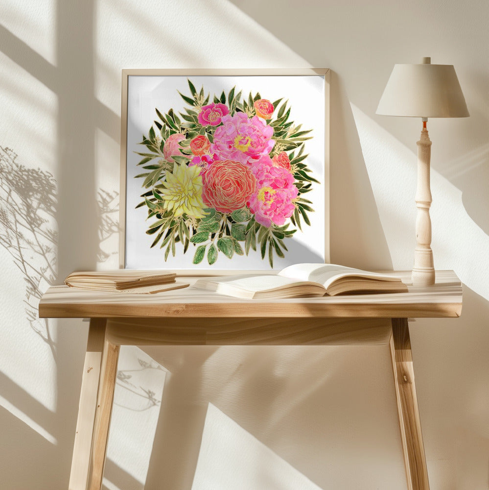 Colorful Nanette floral bouquet Poster