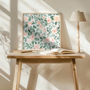 Miriam flowers in coral Poster