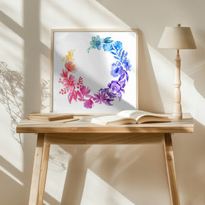 Ombre watercolor wreath Poster