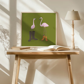 Fashion Flamingos Poster