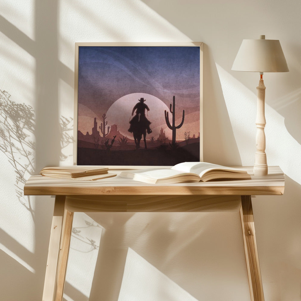 Cowboy Sunset Poster