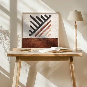 Geometrik Cizgili Kilim Kiremit Poster