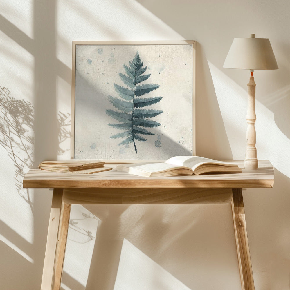 Teal watercolor fern 6 Poster