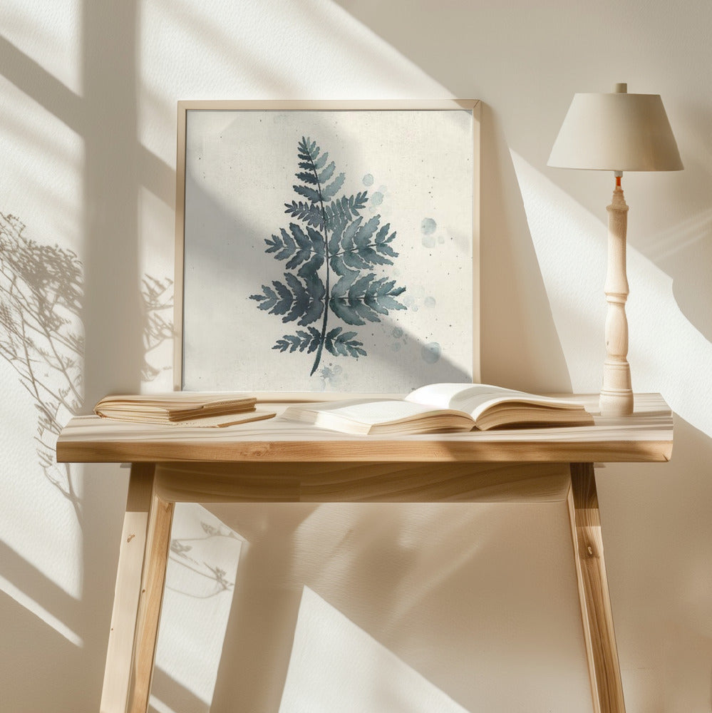 Teal watercolor fern 1 Poster