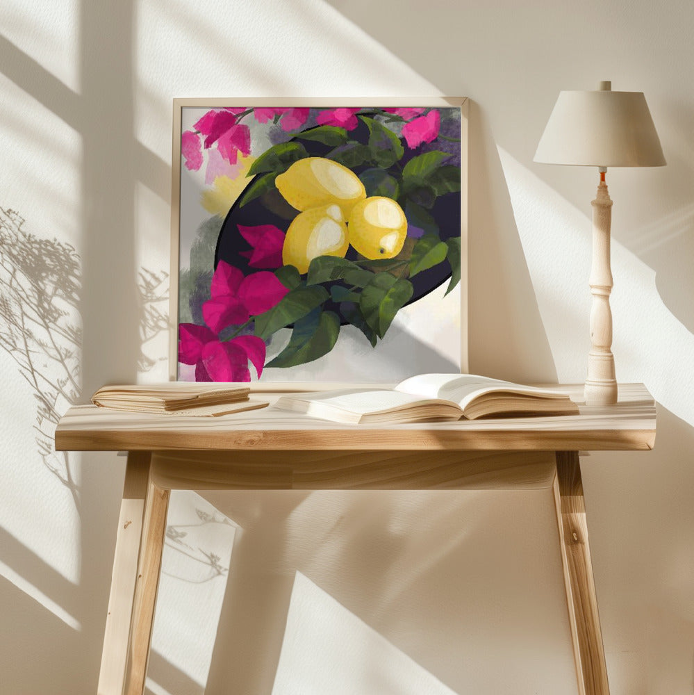 Bougainvillea and lemons Poster