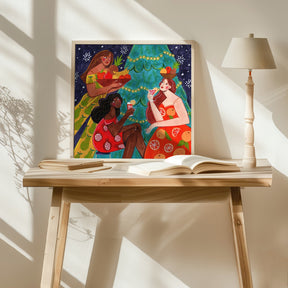 Festive Christmas fruit women Poster