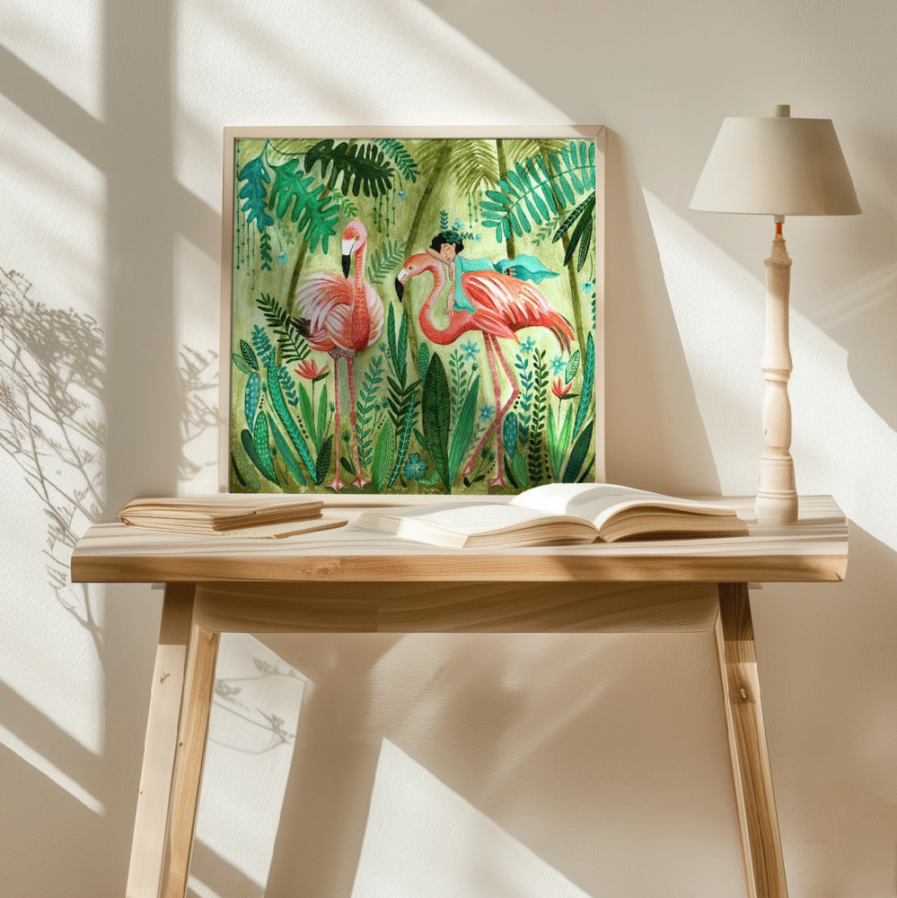 Flamingo jungle Poster