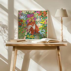 Foxes in the Garden Poster