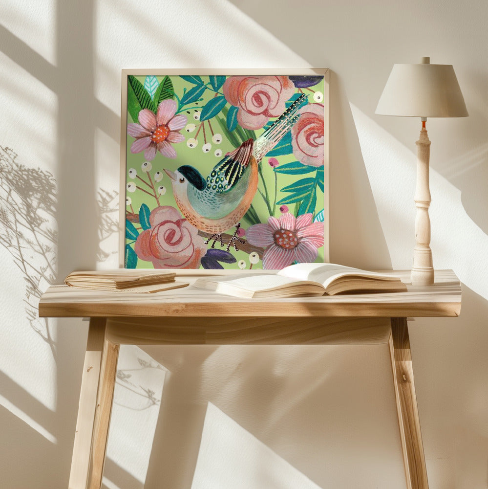 Bird and Florwers Poster